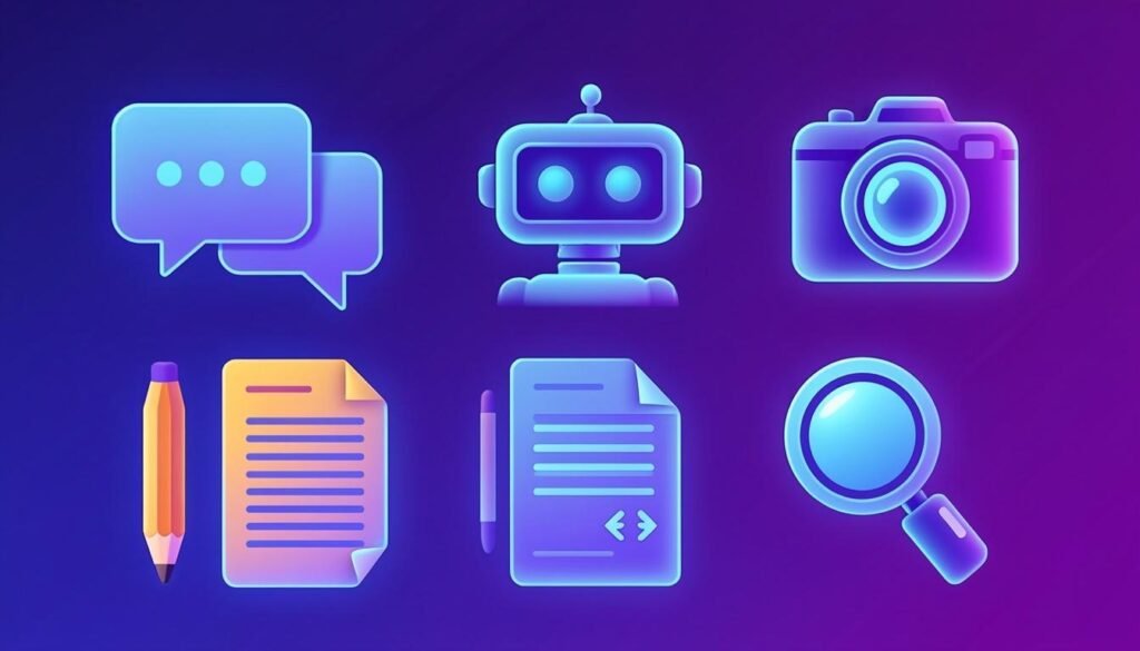 Best AI tools in 2026: directory of AI tools by category, flat illustration
